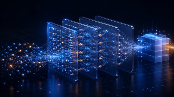 Stacked translucent neural network layers processing signals in a deep learning system