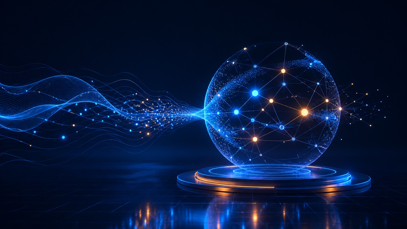 Natural language processing for text and language systems Speech waves and language particles forming a connected semantic network
