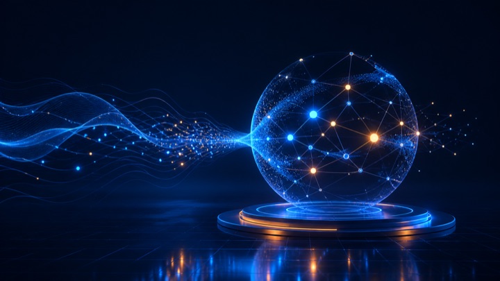 Speech waves and language particles forming a connected semantic network
