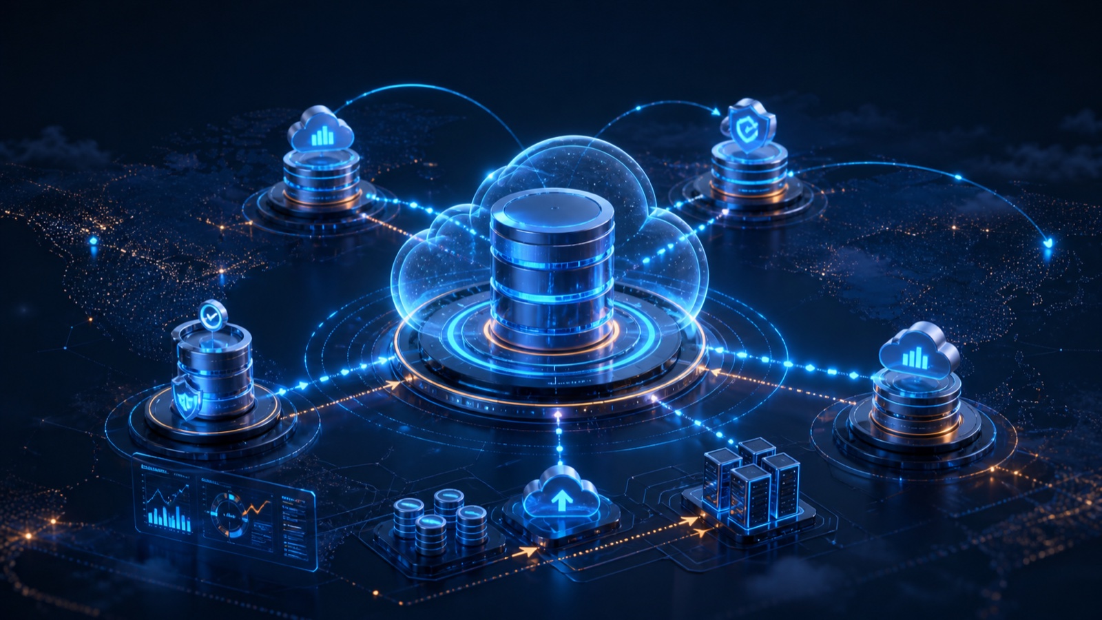 Distributed cloud database cluster with secure multi-region replication, backups, observability and high-availability nodes